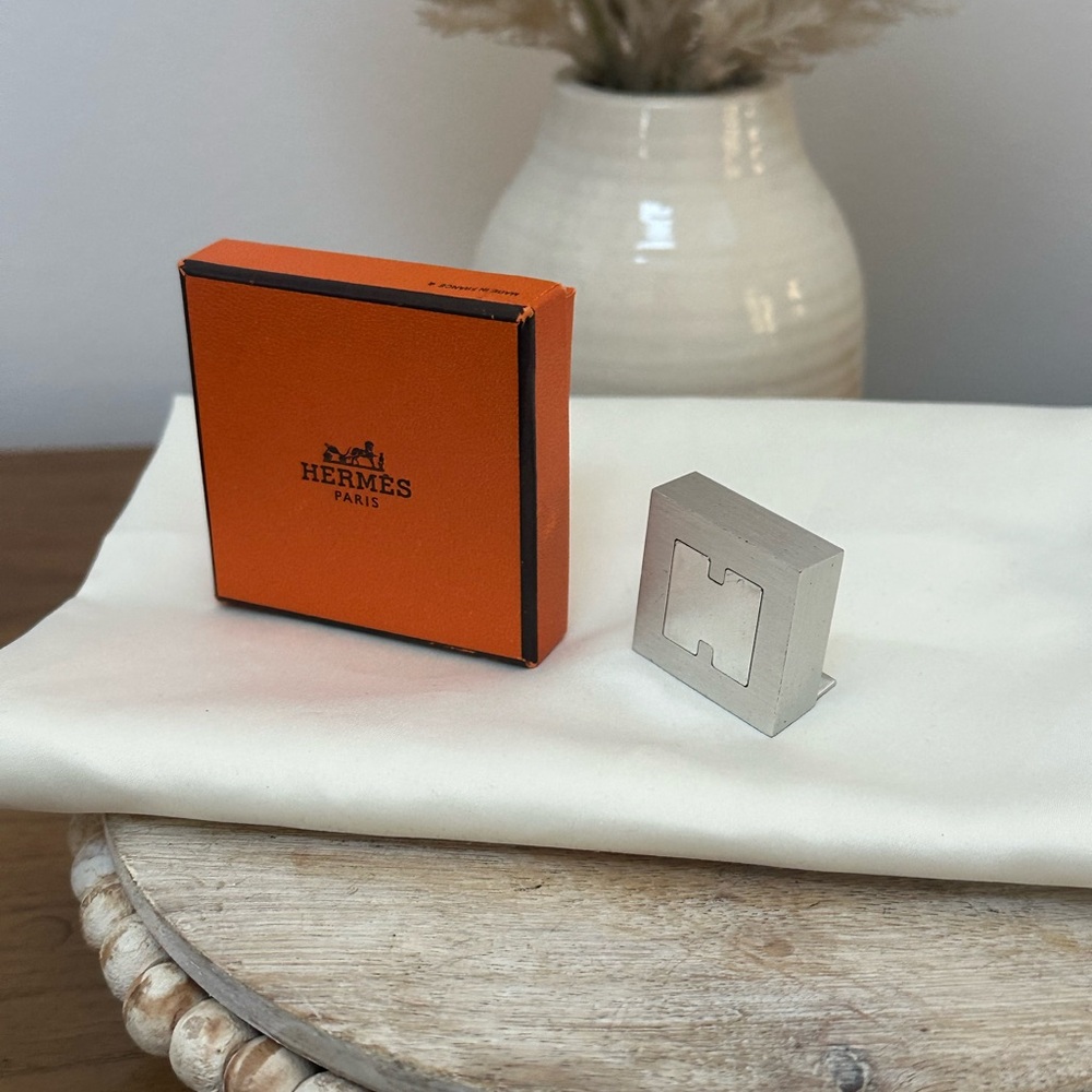 Vintage Hermès Stainless Steel H-Logo Memo Stand